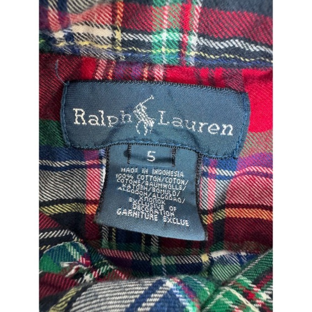 Ralph Lauren Boys Size 5 Plaid Flannel‎ Button Down Shirt Red Green Blue Cotton - Picture 3 of 6
